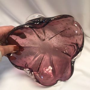 Vintage Murano Bullicante Amethyst Art Glass Bowl/Dish